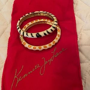 Kenneth Jay Lane bangle bracelets enamel and gold